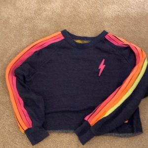 Aviator Nation cropped navy sweatshirt